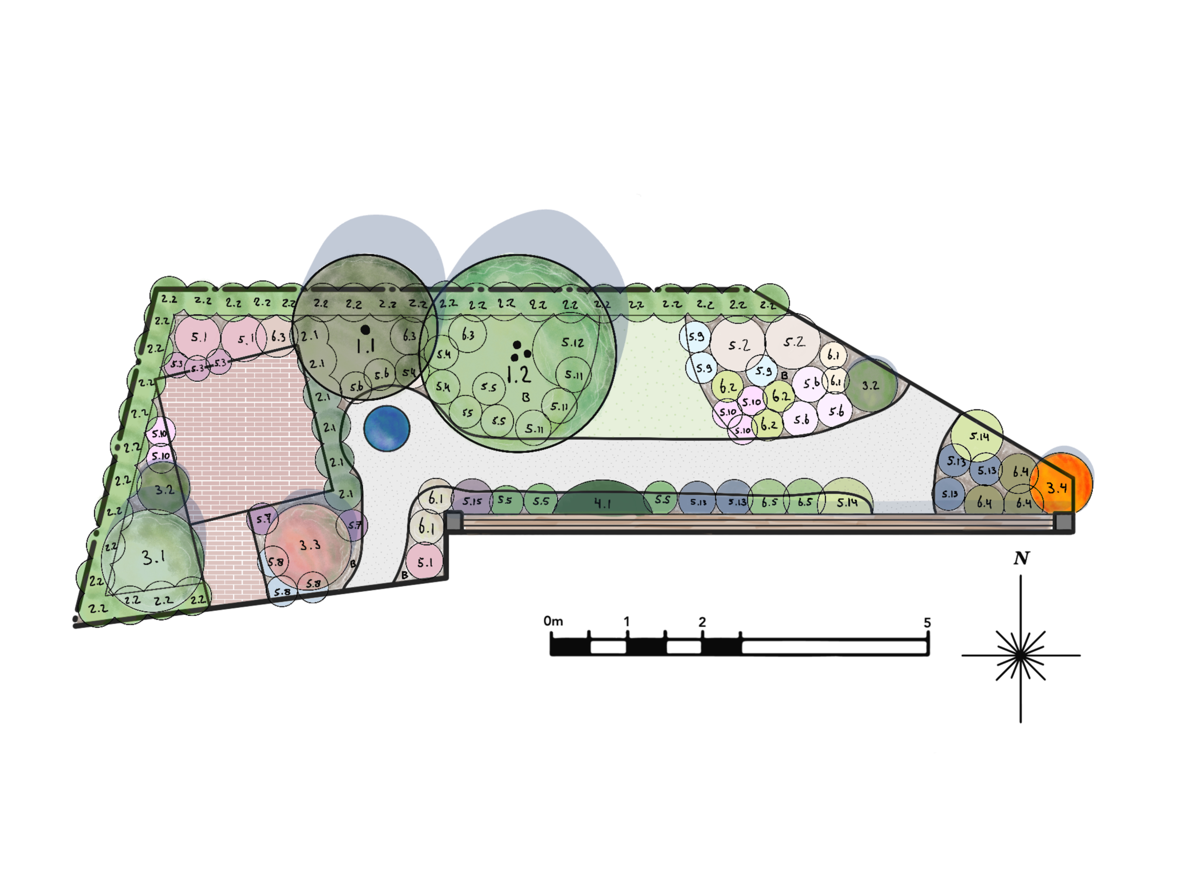 Detailtekening van een beplantingsplan.